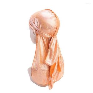 Ethnic Clothing European And American Women's Bronzing Long Tail Toe Caps Laser Simulation Silk Pirate Hat Turban Silky Durag