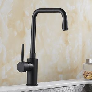 Kitchen Faucets European Classic Brass Black Faucet 360° Rotating Sink Washbasin Seven Character Cold Water Tap With 2 Hose 8071A