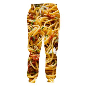 Hip Hop Sportwear Punk Casual Loose Men Cool Print Ramen Burger with Fries 3d Pants 001