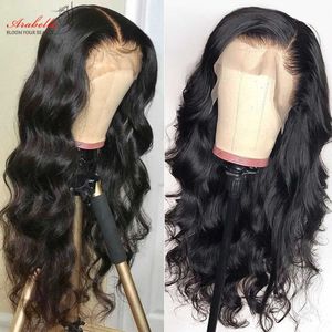 Human Hair Lace Frontal Wig 13x4 Transparent 100% Wigs Arabella Remy Body Wave for Women 230227