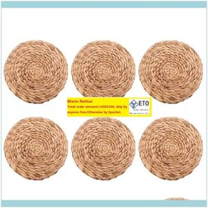 Cup Mat Round Natural Rattan Hot Pad Hand Woven Hot Insulation Placemats Table Padding Kitchen Decoration Accessories