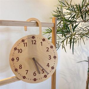 Wall Clocks Ins Round Hanging Digital Silent Clock Home Decor Simple Nature Wood Decoration