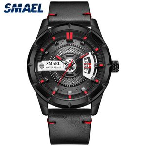 Smael Sport Mens Watches Top Brand Luxury Quartz Watch Men Fashion Steel Waterproof SL-9011レザーウォッチメンズRelogio Masculino329W