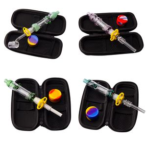 ChinaFairPrice NC011 DAB RIG GLASS VATER PIPE SPILL-SOURT CALABASH BUBBLER 10mm 14mm Quartz Ceramic Nail Clip Dabber Tool Silicon Jar Bag Set Set