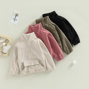 Jackets Toddler Born Baby Girls Boys Corduroy Pullovers Long Sleeve Stand Collar Half Zip Loose Sweatshirts 6M-3T