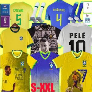 Soccer Jersey 1957 1970 2022 2023 Pele Retro Santos Special Brasil Camiseta de Futbol Men Kids G.Jesus Women Football Shirts Vini Jr Richarlison Brazils Neymar Kit