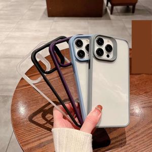 Fashion Hit Color Hybrid Hard PC Soft TPU Cases For Iphone 15 14 Plus 13 Pro Max 12 Slim Dual Color Metal Luxury Clear Transparent Coque Gel Back Mobile Phone Cover Skin