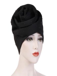 BeanieSkull Caps KepaHoo 2022 Flower Ceramics Search Edge Einfarbiger Schal Hut Cottonpadded Cap Hijab Turban Muslim Dress Heads1855532