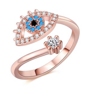 Evil Eye Ring Mom Gifts Silver/Rose Gold Justerbar Wrap Open Rings smycken för kvinnor.