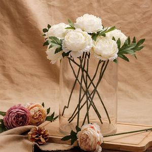 Fiori decorativi 5 pezzi Rosa artificiale Decorazione di nozze per la casa Fiore di seta peonia per composizione floreale interna 25 cm