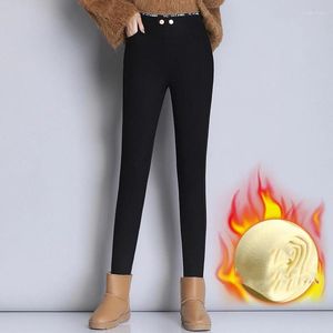 Women's Pants High Waist Black Warm Pencil Letters Printed Skinny Magic Leggings Winter Thick Soft Skin Care Stretch Trousers P6401