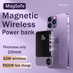 Magsafe用マグネティックワイヤレスパワーバンクのためのiPhone 11 12 13 14 Pro Max外部補助バッテリーパワーバンクパック用