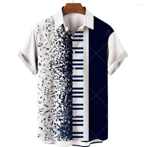 Męskie koszulki Guitar Guitar Print Hawaiian Shirt Men Men Short Sleeve Beach Hip Hop Harajuku duży top