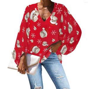 Women's Blouses Nopersonality Christmas Blouse Musical Note Pattern Leisure Long Sleeves Shirts Brand Design Spring Chiffon Top Woman