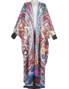 Etniska kläder Afrikanska klänningar för kvinnor Fashion Floral Loose Bohemian Bikini Kimono Lady Dashiki Women's Swimwear Cardigan