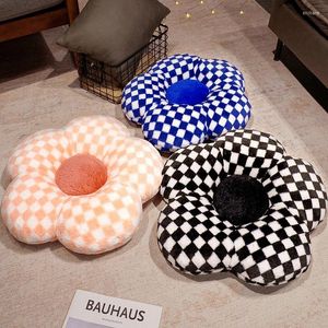 Pillow Flower-Shaped Retro Checkerboard Floral Shape Chair Sofa Tatami Floor Seat Mat Home Decor