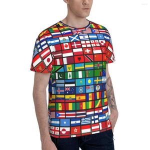 Men's T Shirts Promo Baseball Mer än 90 flaggor av länderna World International Gift T-shirt Novelty Funny Geek Tees Tops