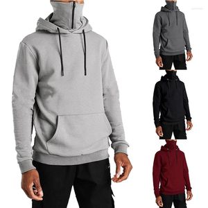 Erkek Hoodies adam kış artı kadife fermuar erkek kapüşonlu katı sıradan ekleme büyük açık tepeli maske sweatshirt kapüşonlu erkek giyim