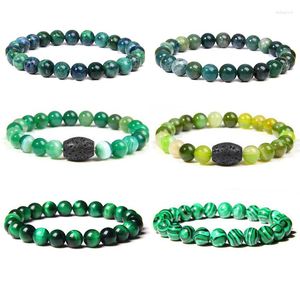Strang Mode Grüne Perlen Armbänder Für Frauen Männer Malachit Achate Tigerauge Stein Armband Armreif Handgemachte Healing Reiki Schmuck