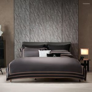 Bedding Sets Dark Grey Duvet Cover Set Premium 1200TC Egyptian Cotton Luxury Soft Zipper Comforter Bed Sheet Pillowcases