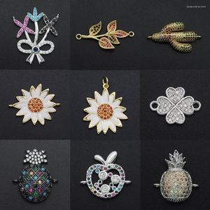 Charms Gorgeous Diy Pineapple CZ Wholesale Cactus Necklace Pendant Zircon Apple Connector For Jewelry Sunflower Making