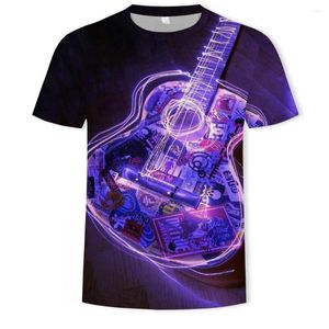 Men's T Shirts Summer Trendy Musical Instrument Guitar Pattern Loose Casual Beach Boutique Top Men’s T-shirt