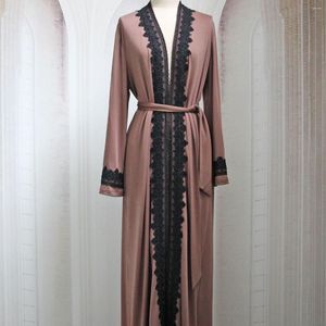 Roupas étnicas 2022 Moda muçulmana Casual do Oriente Médio Bordado Logo Bordado High Trenged Fabric Vestido Feminino Vestido Abaya Dubai