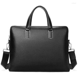 Briefcases Multiple Compartment Men Bag Briefcase Genuine Leather Male Handbag Tote Laptop Shoulder Bags Business