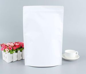 17x24cm White Standing Kraft Paper Packaging Bags Zip Lock Aluminum Foil Zipper Gift Packing Storage Bag Resealable