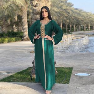 Etnik Giyim Ramazan Eid Pembe Abaya Dubai İslam Müslüman Çöp Longue Uzun Başörtüsü Elbise Abayas Kadınlar için Djellaba Femme