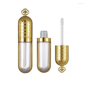 Aufbewahrungsflaschen 5 ml Goldkrone Lipgloss Tube Kunststoff Leerer transparenter Zauberstab Lippenstiftbehälter Kosmetische Verpackungsflasche