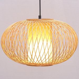 Pendant Lamps South Asian Bamboo Pumpkin Dining Room Lamp Japanese Restaurant Lights Country Rustic Hanging