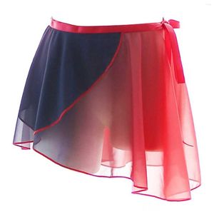 Stage Wear Adult Lace-up Gradient Chiffon Ballet Wrap Skirt Women Dance Training Gymnastics Performance Costume