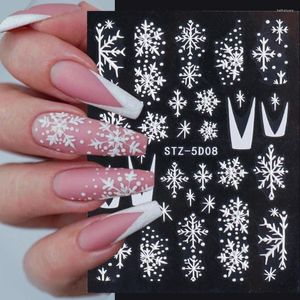 Nail Stickers 1Pcs/Set Fashion Sticker 5D Velvet Series Snowflake Christmas Winter Adhesive