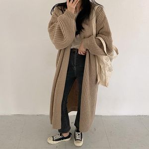 Women's Knits JY Cardigan Women Long Knitted Casual Vintage Loose Sweater Coat Solid Oversized Korean Fashion Female Cardigans