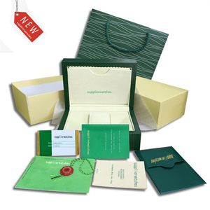 Novos principais caixas de luxo masculino para a caixa de relógios Original Womans Outer Womans Womans Boxes Men Wristwatch Green Livret Card 7339044 A12232307