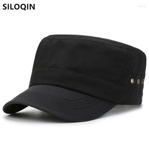 Berets Siloqin Summer Dorosły dla dorosłych mężczyzn cienkie oddychające kapelusze wojskowe Snapback Cap Casual Men Men Flat Sun Ochrony Hat Fishing Hat Caps Sports Caps