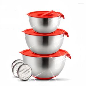 Bowls Mixing Stainless Steel Non-Slip DIY Cake Bread Salad Mixer Kitchen Baking Cooking Tool With Cover Grater Container