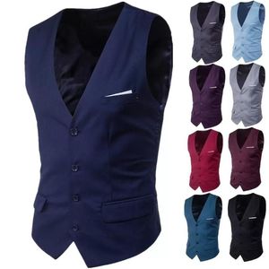 Coletes masculinos de alta qualidade masculino colete colete colete negócio casual slim noivo noivo de casamento masculino blazer 9 cores festa formal