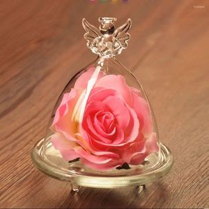 装飾的な花エンジェルグラスの中のバラ永遠に永遠のローズギフト結婚式の誕生日マザーバレンタインデーの女性のための贈り物