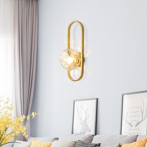 Wall Lamps Nordic Glass Lamp Modern Gold Black Iron Sconce Light Fixtures Living Room Decor Bedroom Bedside Mirror Bathroom