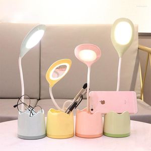 Table Lamps Led Desk Lamp Makeup Fill Light With Mirror Pen Holder Usb Charging Reading Multi-Function Storage Study