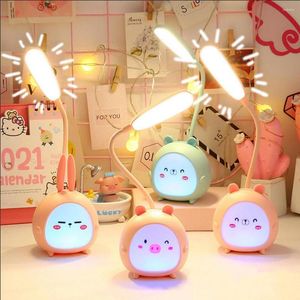 Table Lamps LED Cute Animal Desk Lamp Bedroom Reading Light USB Rechargeable Dimming 360° Free Bending Xmas Gift For Kids Home Decor