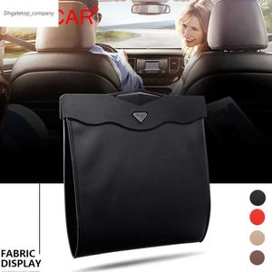 Dsycar 1pcs LED CAR GRABAG PAG Vattentät magnetisk adsorption Trash Can Back Seat Hanging Leather Storage Pocket Leak-Proof New