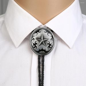 Bow Ties KDG Western Cowboy Zinc Eloy Five-Pointed Star Pattern Bolo Tie Denim Shirt Accessories Män och kvinnor presentföremål