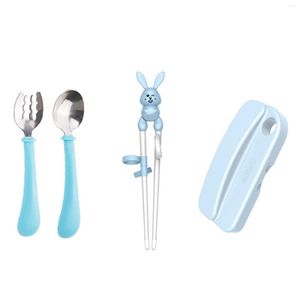 Dinnerware Sets Children Tableware Kid's Learning Chopstick Helper Detachable Self-Adjustable Cartoon Design Training