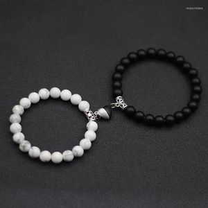 Charm Bracelets 2022 Macentic Klasik Siyah Beyaz Doğal Taş Gövdesi ile Romantik Çift Bilezik Tai Chi Dedikodu Braslet Hediyesi Sevgililer için
