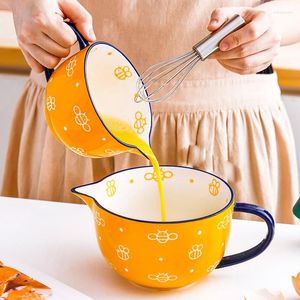 Bowls Ceramic Egg Beater Bowl Crockery Kitchenware Milkshake Divider Sharp Spout Household Bake Salad Noodle