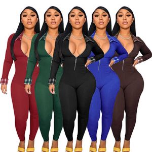 Women Jumpsuits Designer 2023 Spring Autumn New Product Pit Strip Zipper Sports Rompers 5 Colors S-XXL