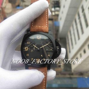 Super Factory s Watch of Me 1950 Classic Real Po 44 mm schwarzes Zifferblatt braunes Armband 441 Automatikwerk Mode leuchtendes Armband w2407